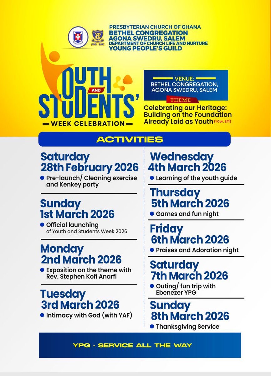 eunice_nannah's tweet photo. 💬𝐘𝐒𝐖 𝟐𝟎𝟐𝟔 
➖➖➖➖➖

#YSW2026
#SwedruBethel
#YSWProgramOutline
#WeAreCentralYPG
➖➖➖➖➖➖➖➖
𝐂𝐞𝐧𝐭𝐫𝐚𝐥 𝐏𝐫𝐞𝐬𝐛𝐲𝐭𝐞𝐫𝐲 𝐘𝐏𝐆©️𝟐𝟎𝟐𝟔 https://t.co/Al8pocIQ4C