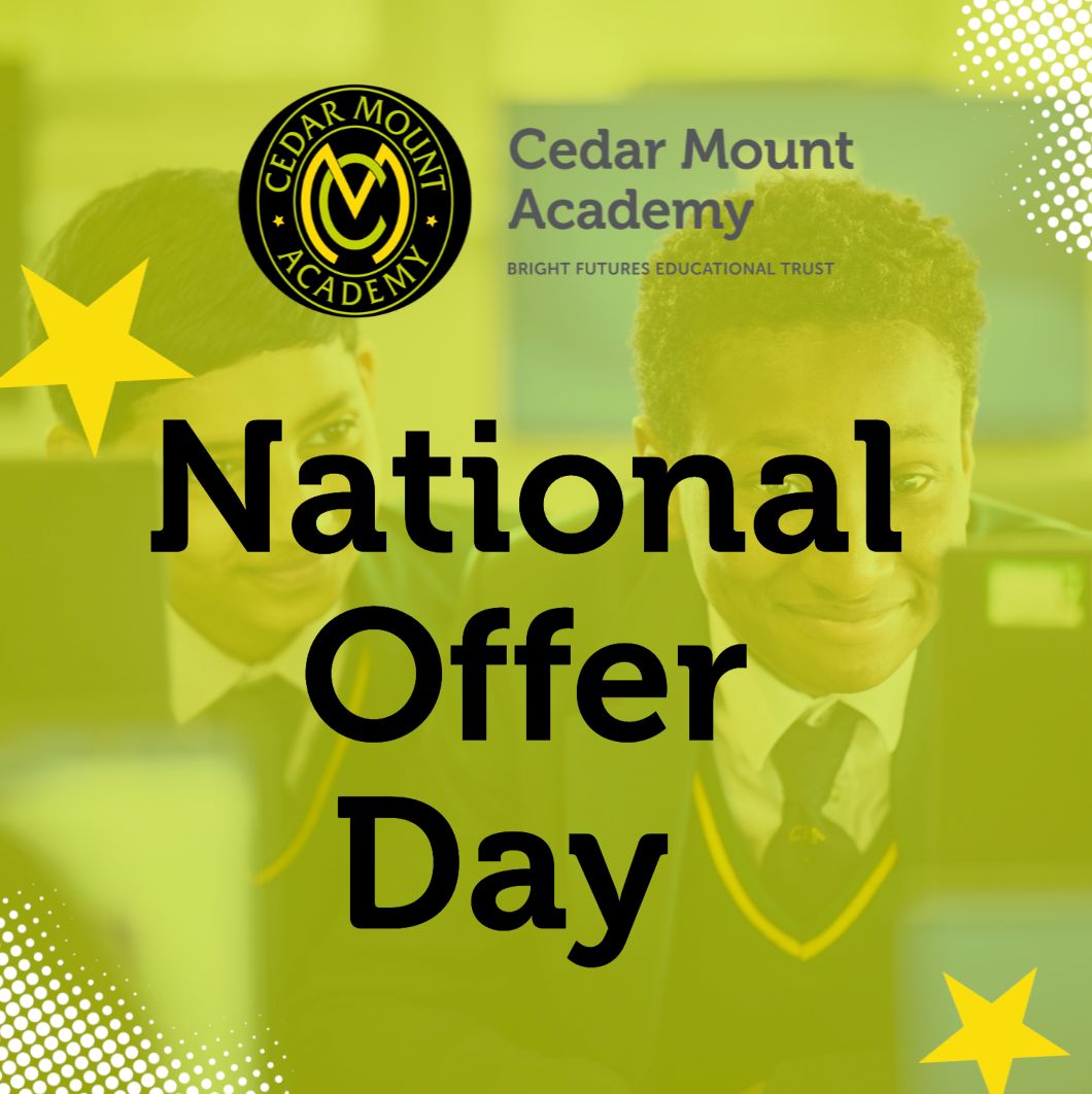 CedarMount_BF's tweet photo. National Offer Day is here! 🎊 Huge congratulations to our future Class of 2031 — we can’t wait to welcome you to join #TheCMAWay in September👍 💚  #WeAreBrightFutures https://t.co/8hEJflLRN6