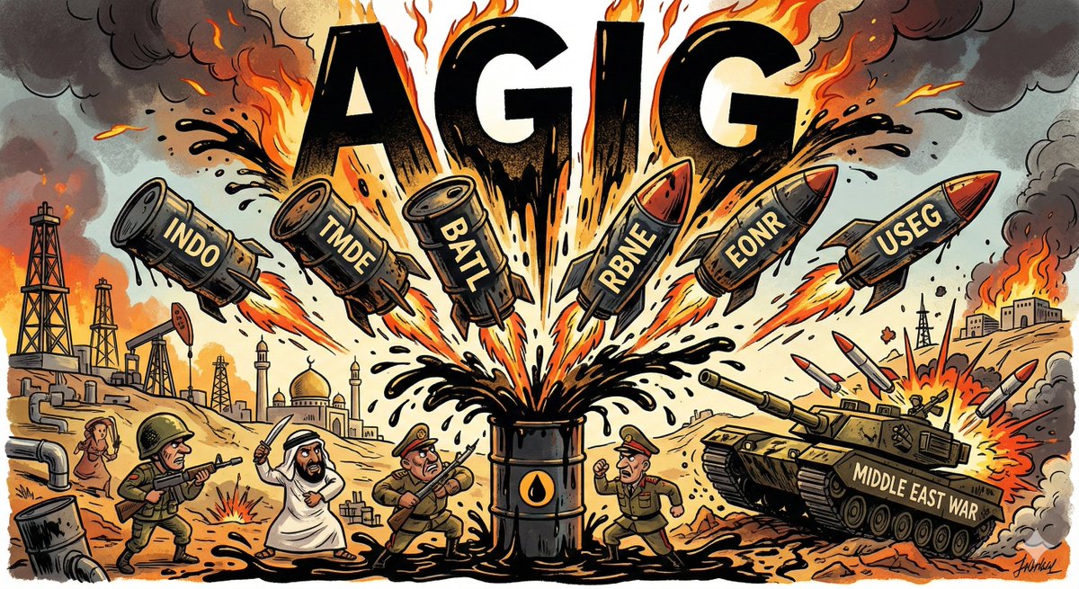 realsheepwolf's tweet photo. Oil plays soaring on Middle East war! 🚀🛢️
• $AGIG
• $INDO
• $TMDE
• $BATL
• $RBNE
• $EONR
• $USEG
#Sheepwolf #DayTrading #Stocks #Oil https://t.co/ASf3XPZAV5