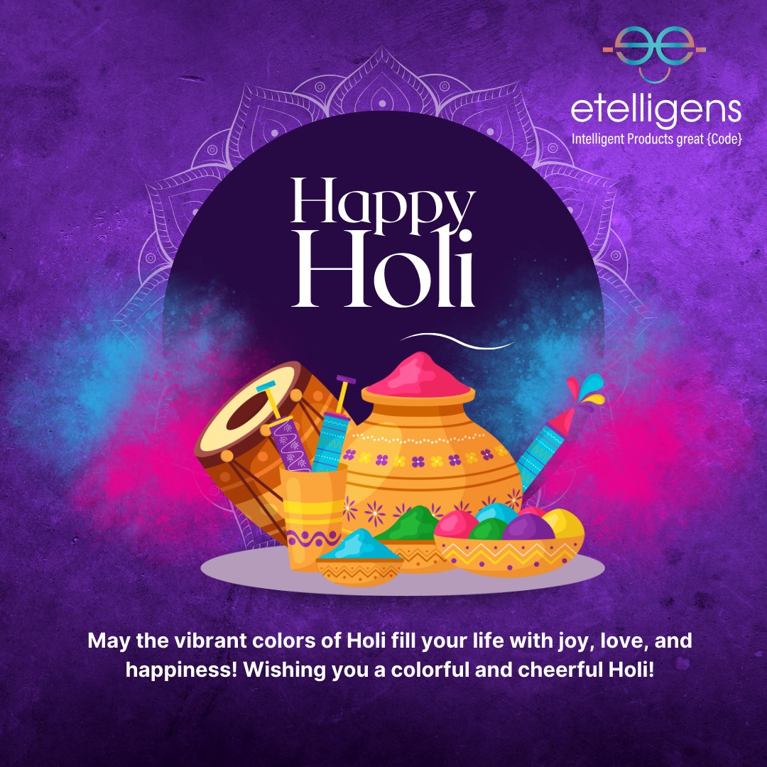 Colors flying high! Etelligens celebrates Holi with the spirit of unity and innovation. Let's color our projects with success this year. Happy Holi! 🎉🌈 

#HappyHoli #Etelligens #FestivalOfColors