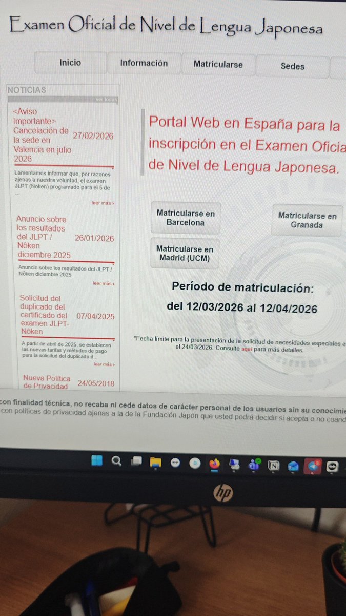 poliglotonet's tweet photo. Dos malas noticias:
- Valencia deja de ser sede para el examen JLPT de japonés.
- Ya no se puede sacar el JLPT como turista en Japón. https://t.co/LuesrIEPTJ