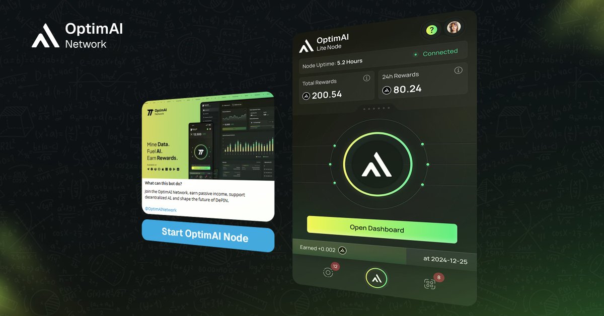 Power decentralized AI directly from Telegram.

Run an OptimAI Lite Node as a lightweight DePIN bot:

Search @OptimAI_Node_Bot

Tap “Start”

Follow the prompts to activate

No additional hardware required. Contribute bandwidth and data validation from your device and participate