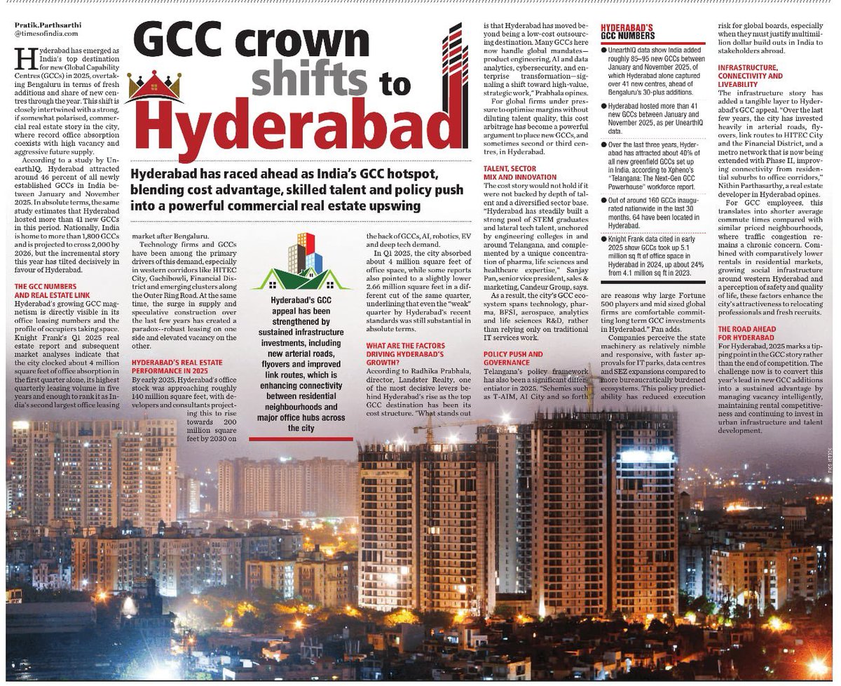 Hyderabad beats Bangalore in being India's GCC hotspot. Last month I was in Hyderabad for a panel discussion &amp; I urged the stakeholders to learn from Gurgaon on how to sell their story
They are too cautious in blowing their trumpet. They shouldn't. You need to shout to be heard