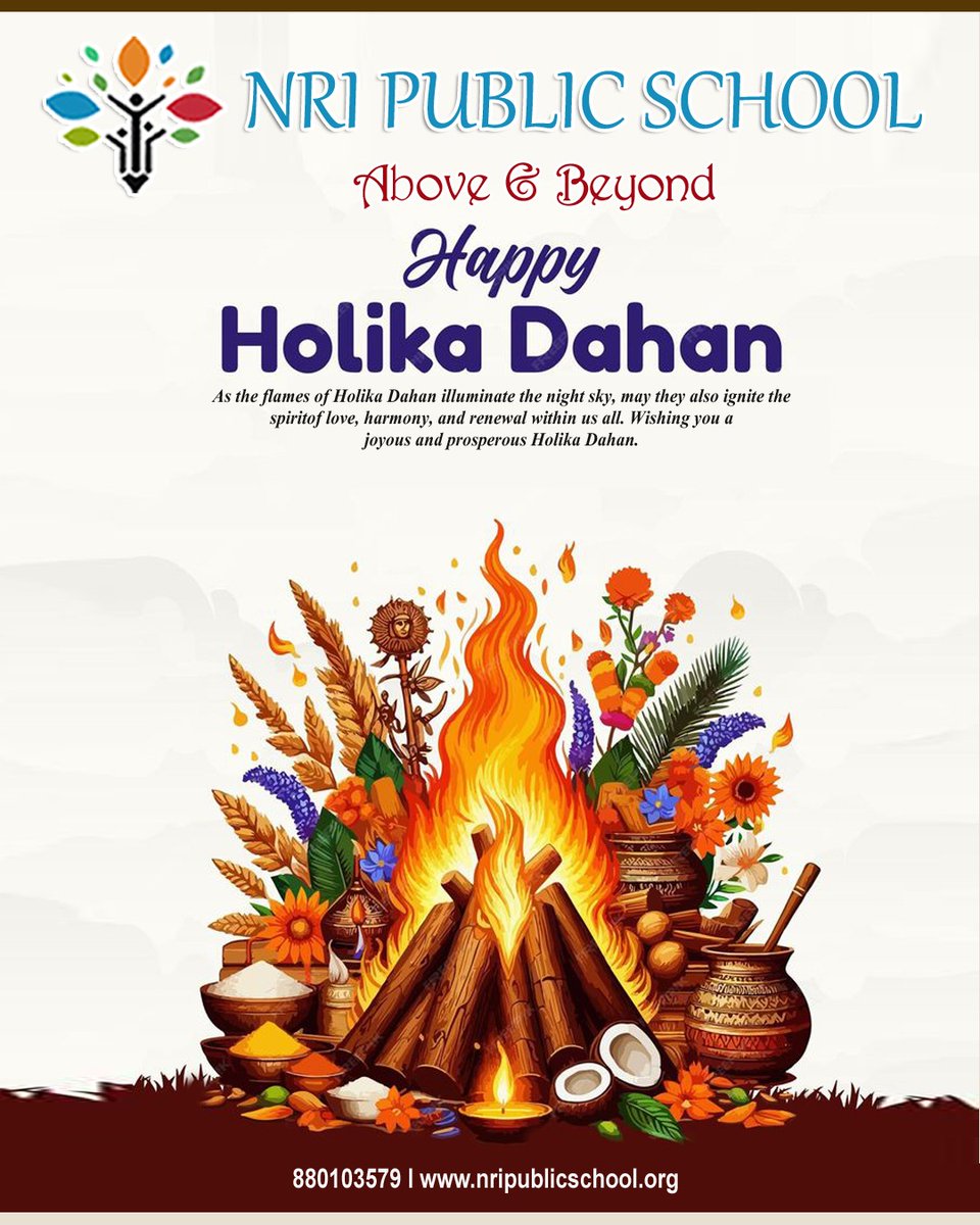 NRIPublicSchool's tweet photo. Wishing everyone a blessed and prosperous Holika Dahan. 🔥 

#HolikaDahan #HappyHolikaDahan #School #Bhopal #NRIPublicSchool https://t.co/Lku8aUAt3B