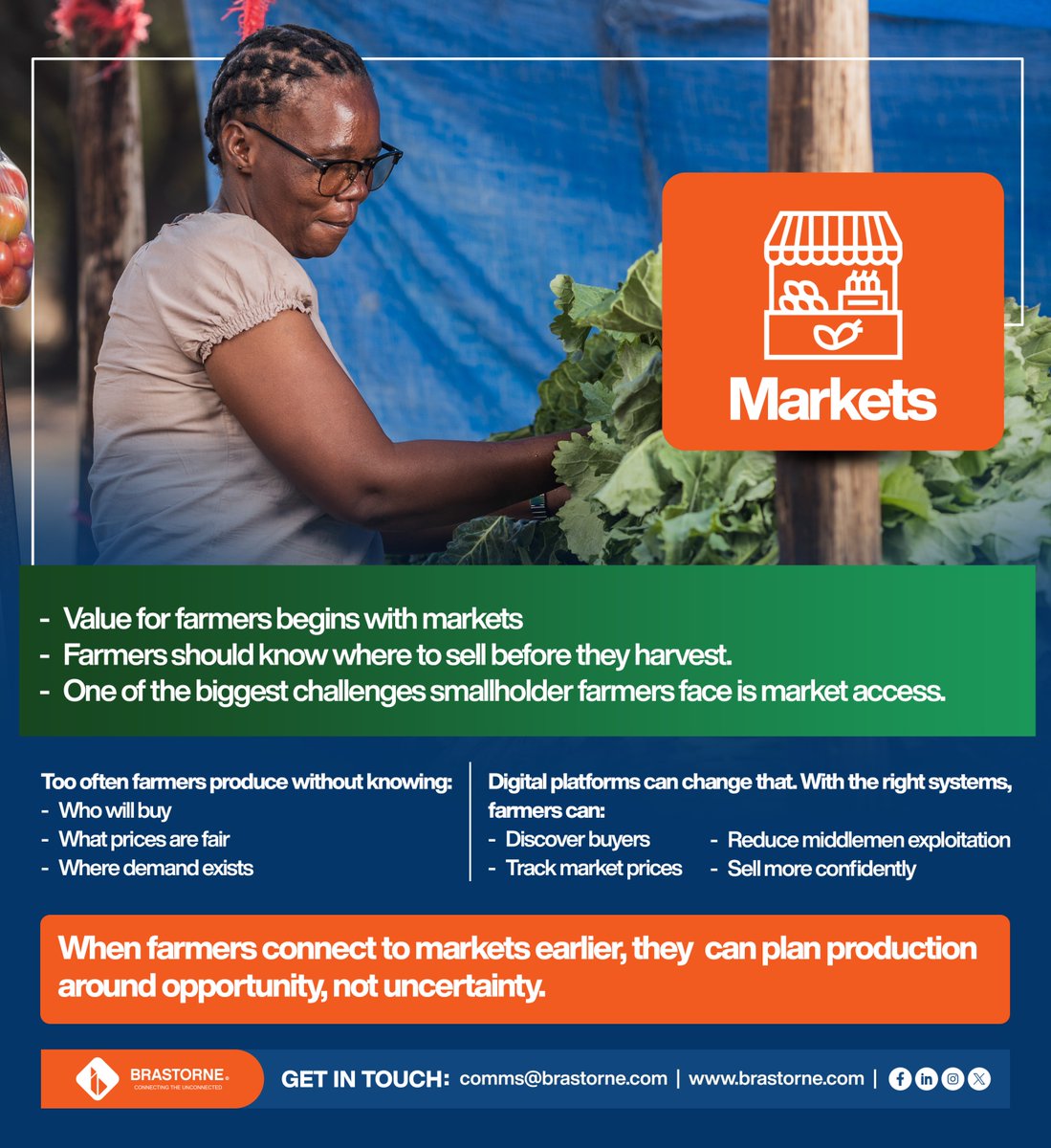 Markets

When farmers connect to markets earlier, they can plan production around opportunity, not uncertainty.

Learn more about Brastorne at brastorne.com 

#Brastorne #ConnectingTheUnconnected