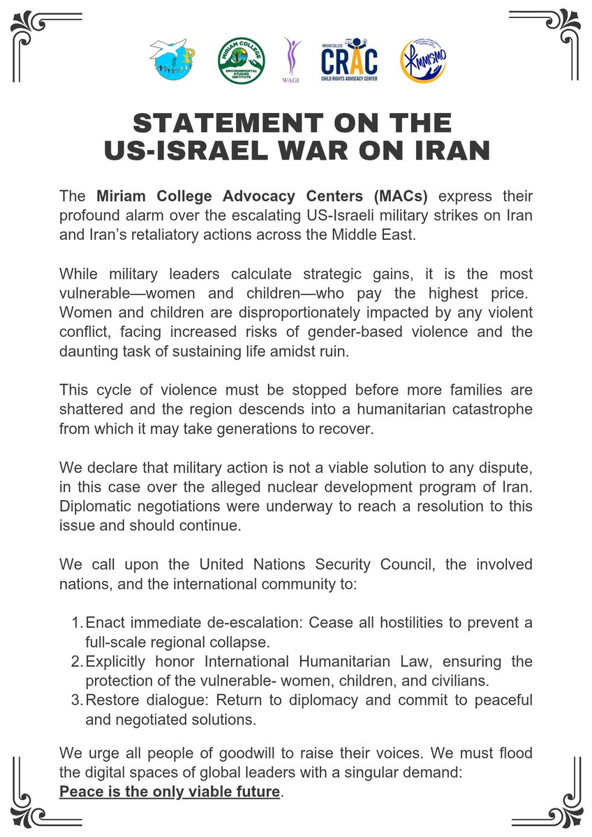 CPE_MC's tweet photo. URGENT CALL FOR MILITARY DE-ESCALATION &amp; A RETURN TO DIPLOMACY!

@UN @USUN @IsraelinUN @Iran_UN https://t.co/ZcImBta16a