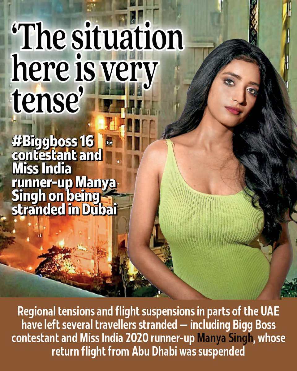 bombaytimes's tweet photo. #BiggBoss16 contestant and #MissIndia2020 runner-up #ManyaSingh is among travellers stranded in Dubai after her February 28 return flight from #AbuDhabi was suspended amid rising regional tensions
Read: https://t.co/TdywynjXZQ https://t.co/VH5YK0aBwW
