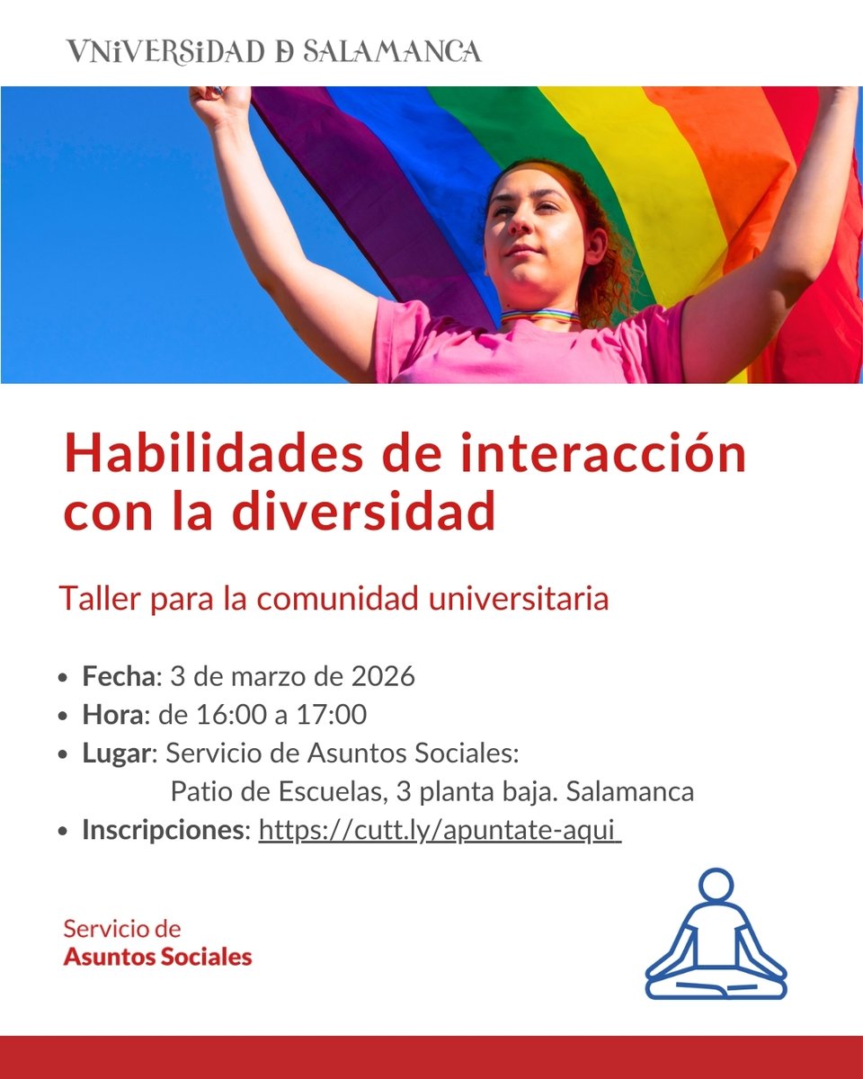 Todas las voces caben en la USAL 🌈

👩‍🎓👨‍🎓 El <a href="/sas_usal/">Servicio de Asuntos Sociales USAL</a> organiza mañana el taller "Habilidades de interacción con la diversidad", un espacio para el bienestar común y la convivencia, pero también para que desarrolles tus competencias suaves.

Gestionar la diversidad ya no es un