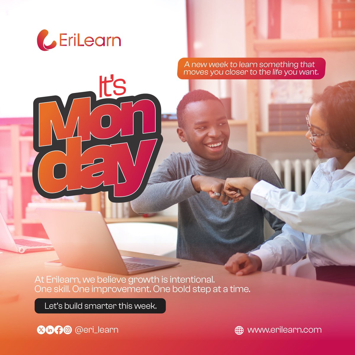 Eri_Learn's tweet photo. Itโs Monday.
You donโt need a new year to start over. You need a decision.
One skill. One improvement. One bold move at a time.
Letโs build smarter this week. ๐
#MondayMotivation #Erilearn #StartInTech #CareerGrowth #LevelUp https://t.co/WDawOEKORR