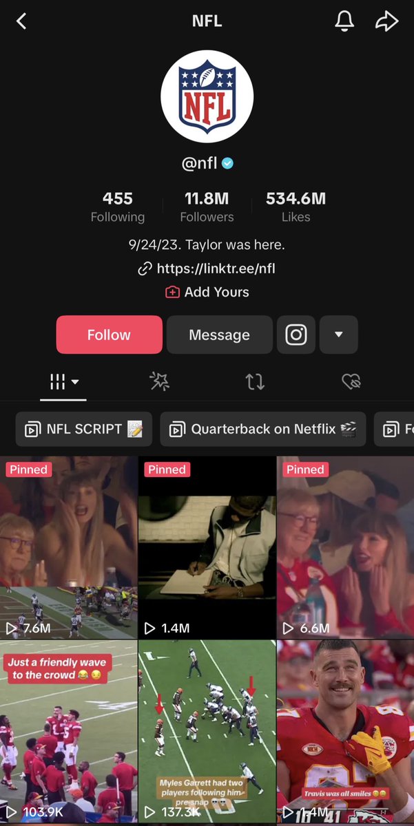 Rare aesthetic: It's September 24 2023 and Taylor Swift just showed up to a football game