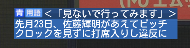 サトテルのピッチクロック違反
「見ないで行ってます」が用語解説になってて草