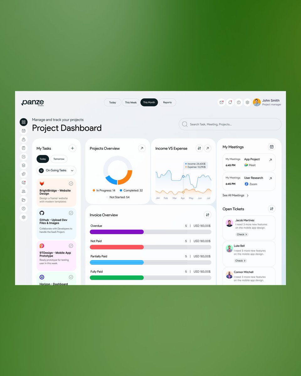 Project Management SaaS Dashboard UI UX Design.

🎨 Designed by: @panzeuxstudio
🤝 Available for collaborations

#uiuxdesign #dashboarddesign #webappdesign #ProductDesign
