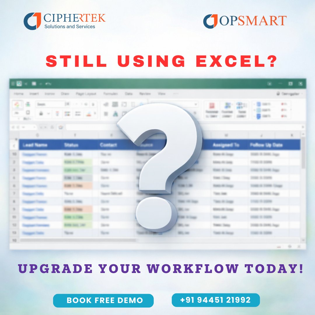 Ciphertekk's tweet image. Still using Excel?

Upgrade to OPSMART 🚀

One platform to manage leads, sales &amp;amp; operations—clearly and efficiently.

👉 Book your free demo
🌐 ciphertek.in/Products/Opsma…

 #Ciphertek #LeadManagement #SalesManagement #SaaS #Chennai