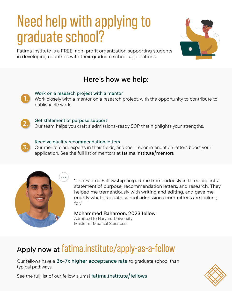 fatimafellowshp's tweet photo. Apply for a FREE chance to get expert help in your grad school applications!

https://t.co/Q4G4Ew3ugn https://t.co/5fMFC9ucXA