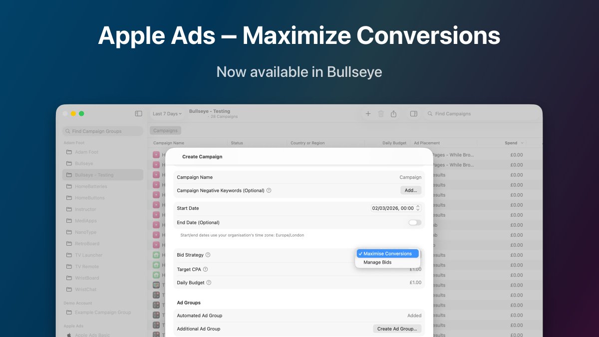 Bullseye - Apple Ads Manager tweet media