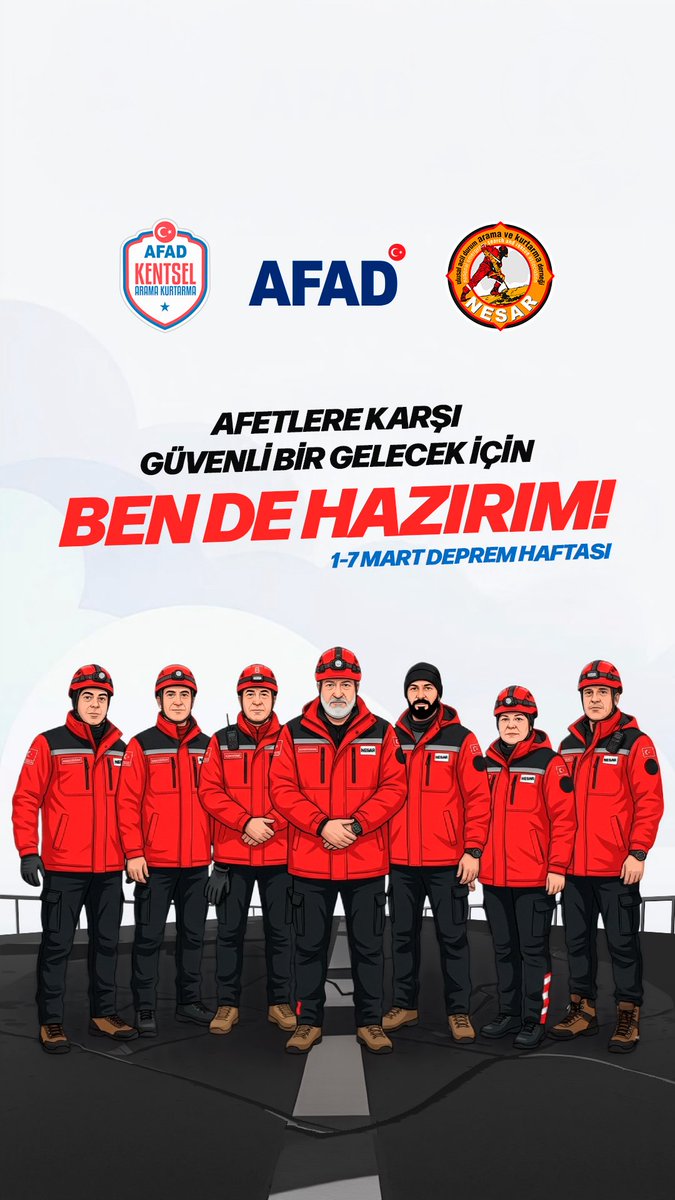 NESAR_SAR's tweet photo. 1–7 Mart Deprem Haftası 🏠

Hazırlık hayat kurtarır.
⚠️ Afetlere karşı bilinçli, planlı ve hazır ol.
Güvenli gelecek, bugünden başlar.

#DepremHaftası
#BendeHazırım
#AfetBilinci
#HazırlıkHayatKurtarır https://t.co/jPN0OyzEgk