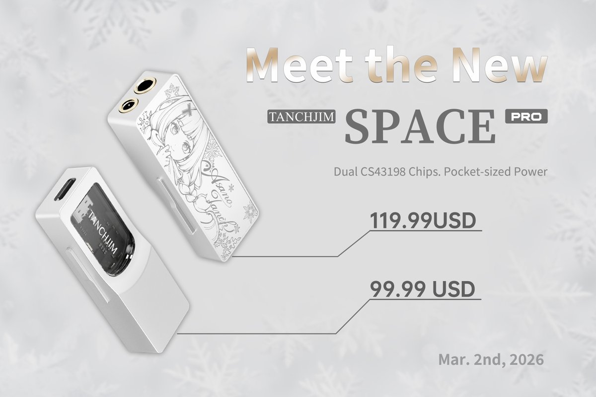HifigoJp's tweet photo. 💫 TANCHJIM SPACE PRO、ついに登場!🌟
💎 コンパクトでも、音はパワフル🎶
⚡ 618mW のパワーで、2つの魅力的なカラーから選べます🪄
HiFiGo: https://t.co/kIC8i5ox0H
#HiFiGo #TANCHJIM #SpacePro #DAC #オーディオ #イヤホン #音楽 #新作 https://t.co/0mpr7IPpbH