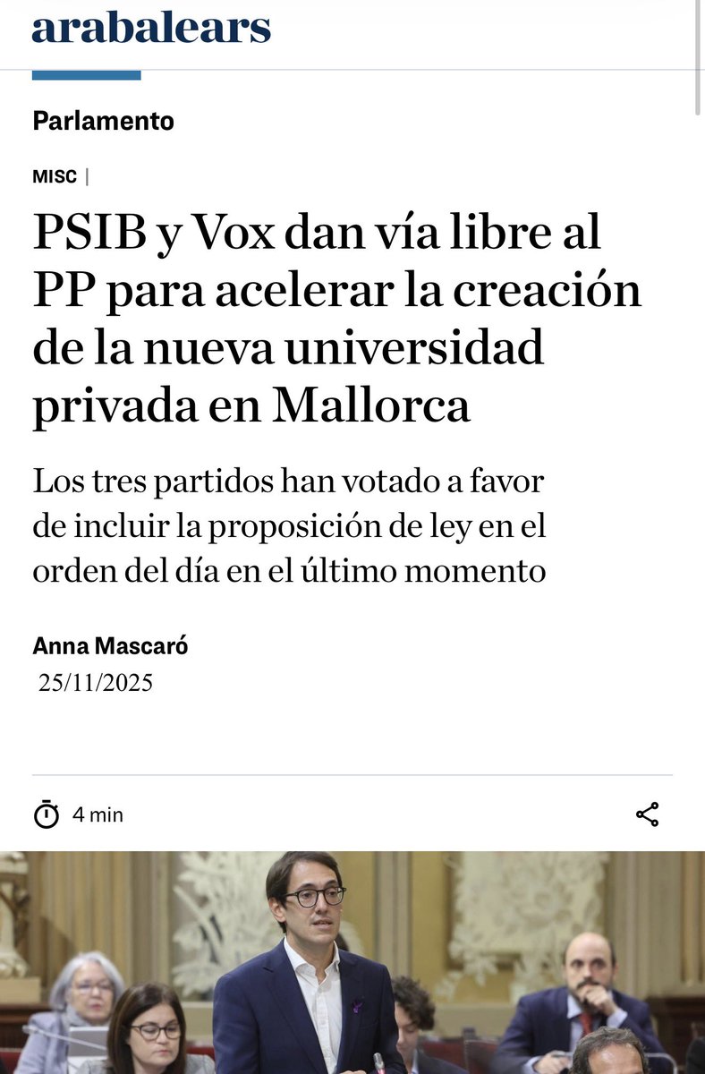 No vos han explicat els vostres majors que el PSIB promociona la universitat PRIVADA?🙈😉

És el PP qui torna la dignitat als ajudants doctors que vosaltres els hi llevau des de Madrid, qui ha creat nous graus universitaris com CAFE i Farmàcia i qui ha topat el preu del menú UIB