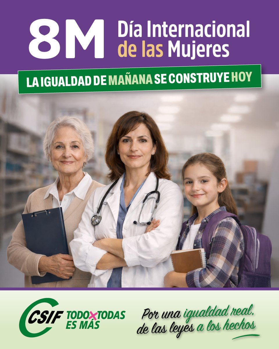 CSIFnacional's tweet photo. 👩 Día Internacional de la Mujer #8M 

#CSIF exige delegados sindicales en Igualdad, reforzar protocolos contra el acoso sexual en administraciones y luchar contra la discriminación .

🔊 Sobre el Acuerdo Marco firmado por #CSIF, trabajamos para implantar medidas contra el acoso sexual o por razón de sexo, lucha contra la  violencia de género, refuerzo de los planes de igualdad y transparencia salarial en las administraciones
👉 https://t.co/Pi25vR6CCY