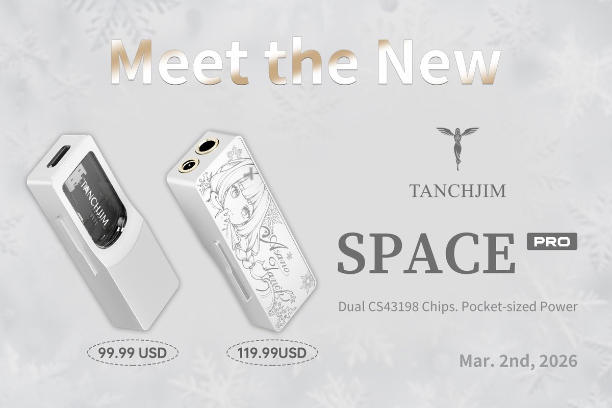 HiFiGoAudio's tweet photo. 💫@TANCHJIM_CN SPACE PRO has landed.🌟
💎Compact body. Massive sound.🎶
⚡618mW of pure power, now available in two stunning finishes.🪄
HiFiGo: https://t.co/UekMxn3h5q
#HiFiGo #TANCHJIM #SpacePro #DAC #Dongle #Portable #AsanoTanch #NewArrival https://t.co/AmdyzTSYz5