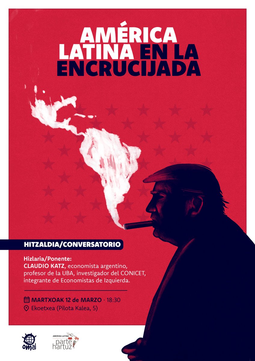 Kpitalariplanto's tweet photo. 📌Datorren astean ez galdu #OMAL-ek antolatuko duen geopolitika eta ekonomiari buruzko ekitaldiak Bilbon. Horretarako, Claudio Katz ekonomialari argentinar ospetsua izango dute gonbidatu
👇👇👇👇👇 https://t.co/ddktKZGrjS
