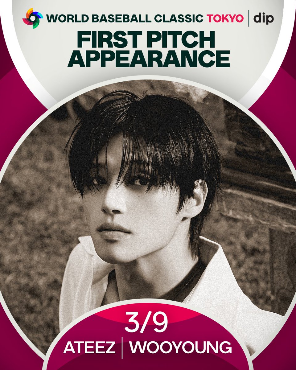 #ワールドベースボールクラシック 東京ドームで行われるプールC、韓国vsオーストラリアの試合では、 <a href="/ATEEZofficial/">ATEEZ(에이티즈)</a> のWOOYOUNGさんが始球式を務めます！
#ATEEZ #WOOYOUNG