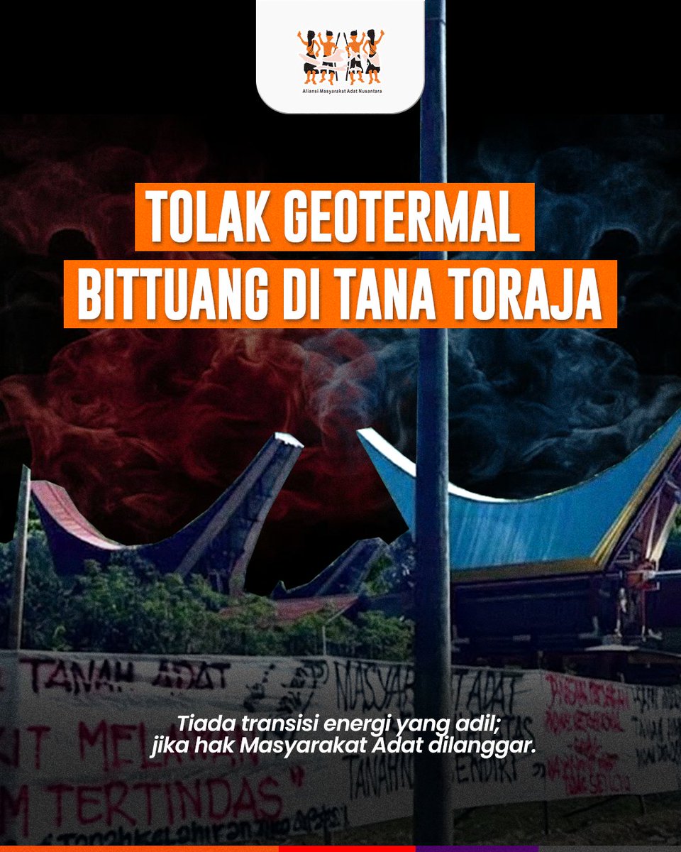 RumahAMAN's tweet photo. Proyek Geotermal Bittuang di Tana Toraja dikabarkan sebagai langkah menuju energi bersih. Namun faktanya, ribuan hektare wilayah adat terancam terdampak. Masyarakat Adat Toraya tegas #TolakGeotermalBittuang โกโ๏ธ
#JawabannyaAdalahKita #SahkanRUUMasyarakatAdat #TheAnswerIsUs https://t.co/a6TJPbZPwx