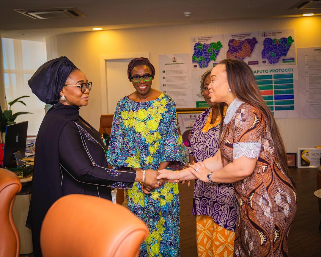 More photos from the WIEN courtesy visit to the Honourable Minister of Women Affairs, Imaan Sulaiman-Ibrahim FSI, with WIEN President, Eyono Fatayi-Williams, Executive Secretary, Asanimo Omezi, Rita Kwentoh, Director of Sponsorship, and Director of Partnerships, Bassey.