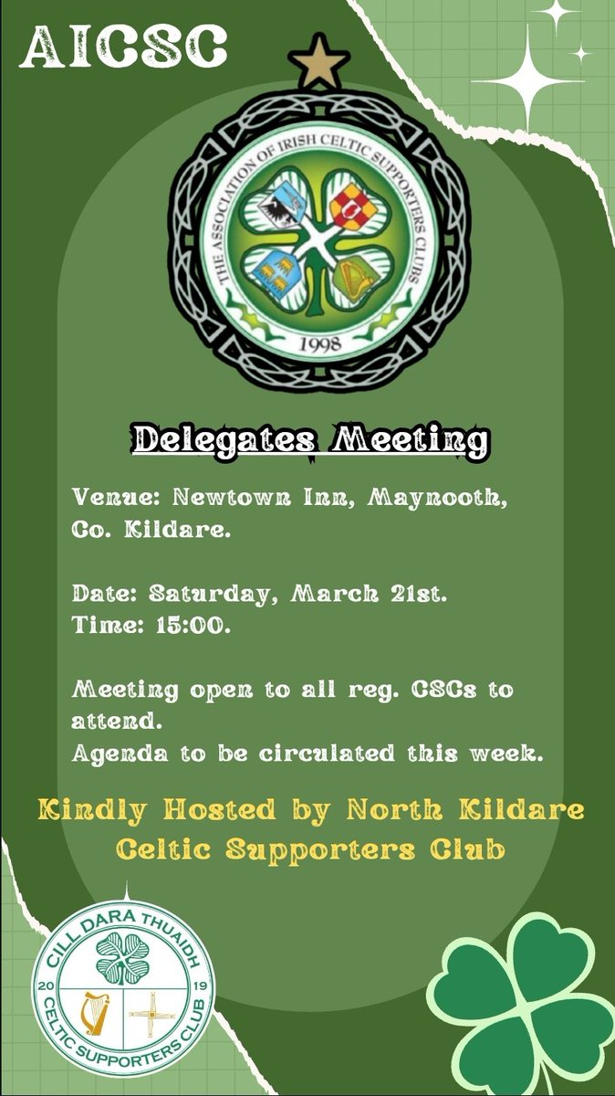 AICSC2014's tweet photo. Details of our upcoming Delegates Meeting. Open to all Registered CSCs to attend. ⬇️🇮🇪🍀 https://t.co/yFDIH7EzZ9