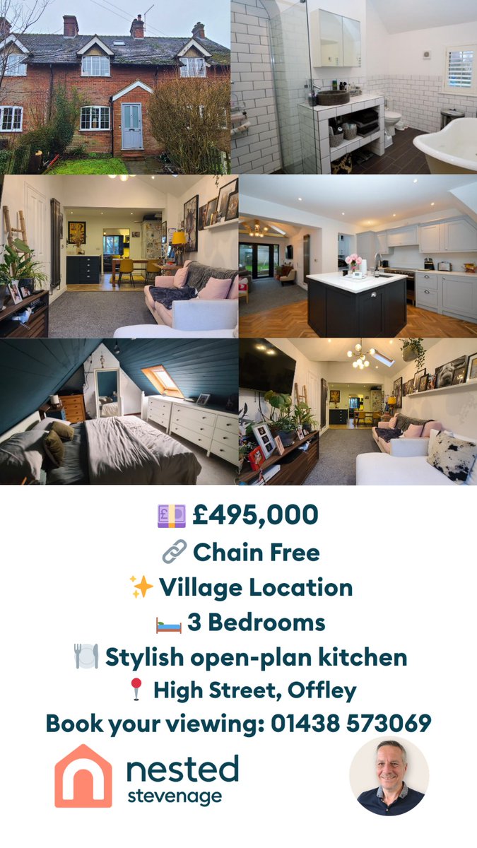 nestedstevenage's tweet photo. ✨ CHAIN FREE - High Street, Offley 

💷 £495,000

Set in a charming village location, this 3-bedroom home features a stylish open-plan kitchen, perfect for modern family living

Chain free and ready to move into, opportunities like this don’t come around often

📞 01438 573069 https://t.co/SoHlRDNfrD