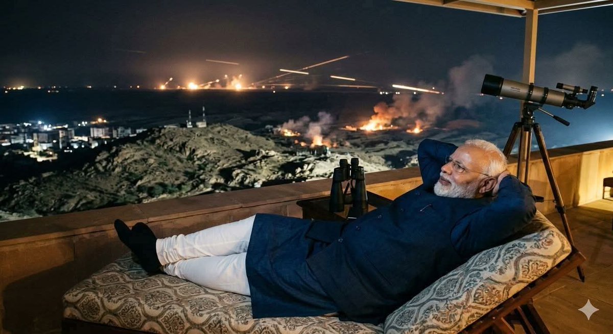Anil000789's tweet photo. इजराइल में नेतान्याहु के घर की छत पर बैठकर ईरान पर हो रहे हमले का लुत्फ़ उठाते हुए मोदी ज़ी🫵
#IsraelIranWar #IranvsUSA
#Dubai #Tehran #UAE #France #Jermany #Israel #Netnyahu #Trump https://t.co/x1YqJxEqOU