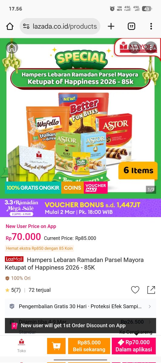 belanja kali ini ngga perlu bingung nih, soalnya Lazada 3.3 Ramadhan Mega Sale lagi ada promo nih, ayo buruan check out barangnya. 
lazada.co.id/products/i8341…