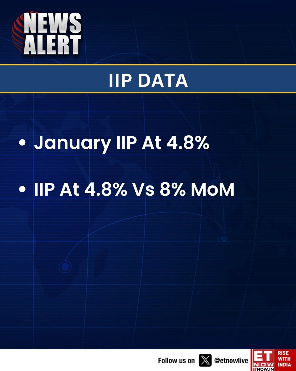 ETNOWlive's tweet photo. #NewsAlert | January IIP at 4.8%
#IIPData #IIP #industry #production https://t.co/85dDum0Uhd