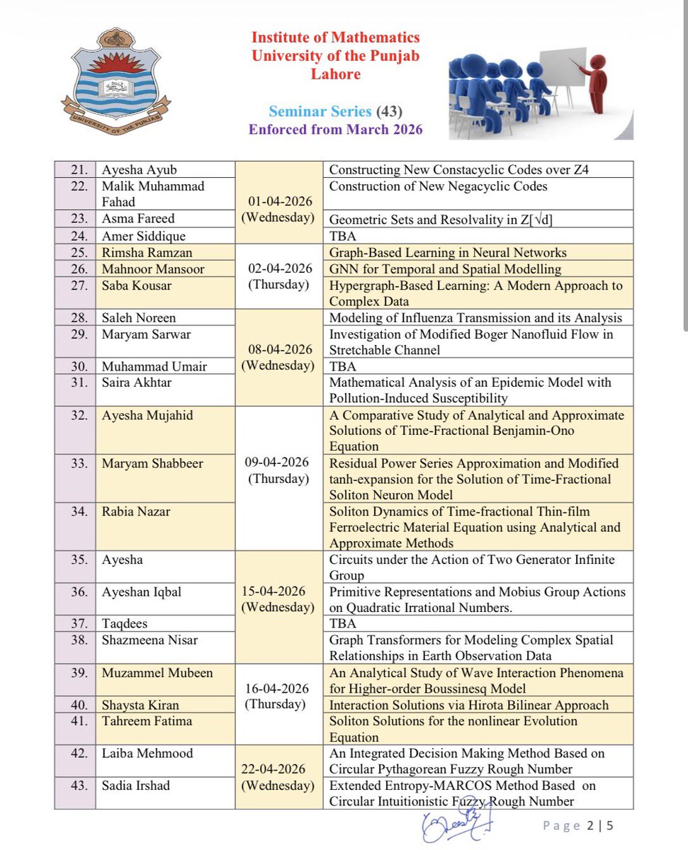 zyousaf10's tweet photo. 43rd seminar series schedule https://t.co/aCdevDzimo