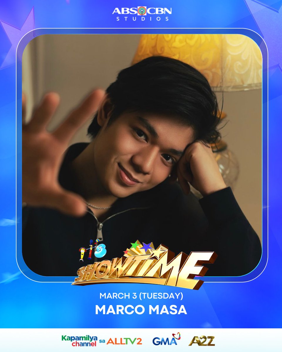 itsShowtimeNa's tweet photo. Miss niyo na ang PBB Collab 2.0 housemates? We gotchu! makakasama natin sina Marco at Eliza sa #ItsShowtime 💙💛

#ShowtimeMarSoSaya https://t.co/wwI1Q9rqY5