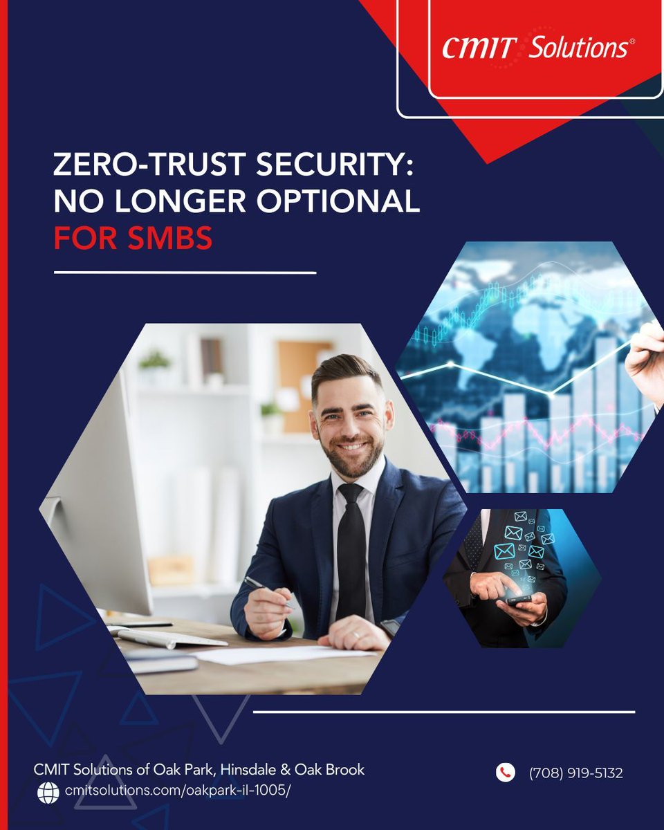 As hybrid work becomes permanent and threats become more sophisticated, adopting a zero‑trust security posture is now essential. Even small teams must enforce least‑privilege access, continuous verification, and secure endpoint policies. Visit cmitsolutions.com/oakpark-il-100…