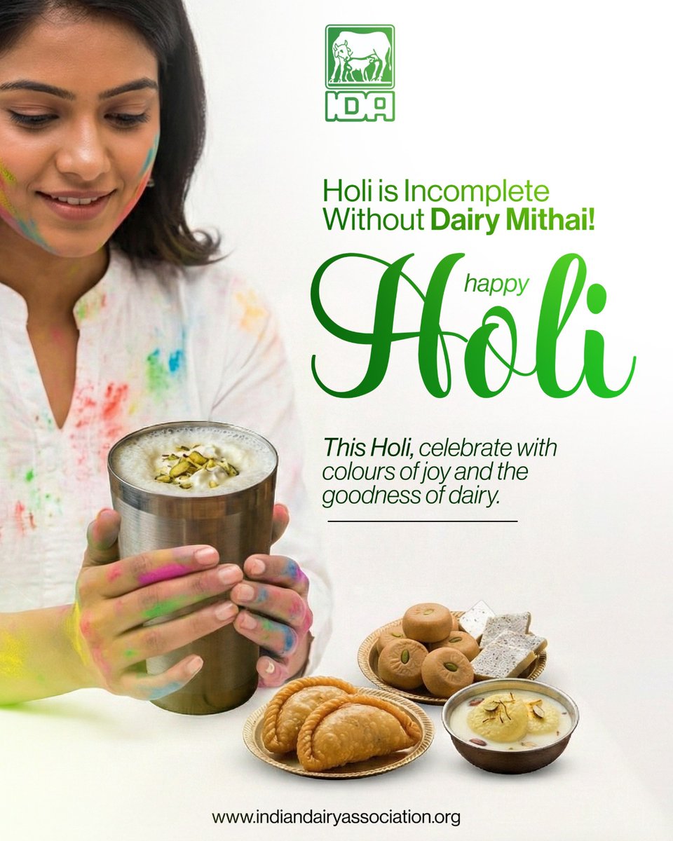 IndianDairyAsso's tweet photo. 🌈✨ Holi is incomplete without Dairy Mithai!
Celebrate this festive season with the richness of milk, mithai & tradition 🥛🍬
📞 Visit us: https://t.co/a9AdPBIR2u
Celebrate Holi the pure way!
#DairyMithai #IndianDairyAssociation #MilkSweets #HoliSpecial https://t.co/LN6HwaB9CI