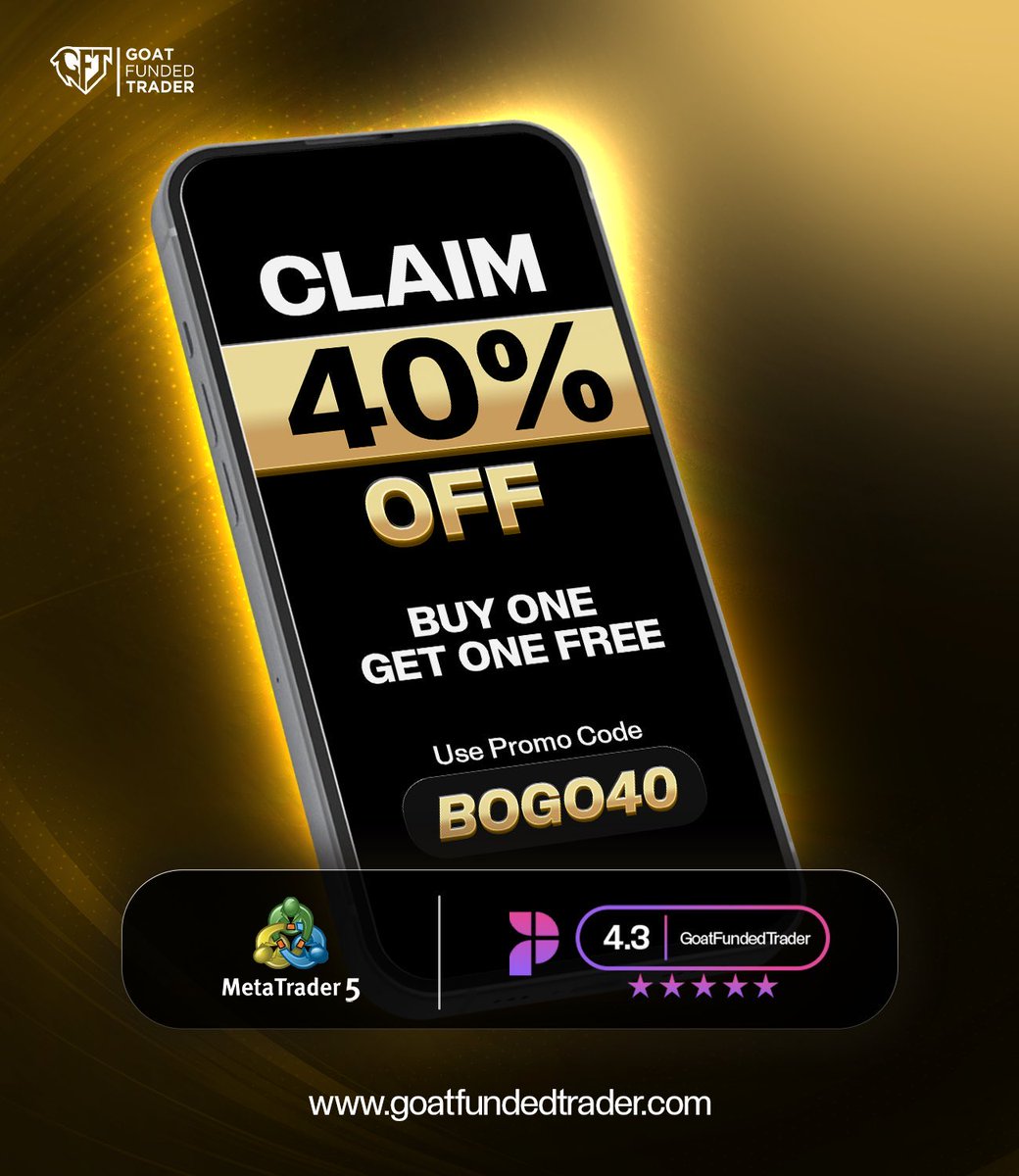Abubakariguri's tweet photo. 🚨BOGO + 40%OFF🚨

📢NEW WEBSITE IS OFFICIALLY LIVE📢

GFT new interface brings innovation and an exclusive launch offer🔥

✅ 40% OFF
✅ BOGO upon payout
✅ Available on all plans
✅ Code: BOGO40

This is your chance to elevate your trading journey, entering with better execution 

Start today.
Same rules.
Better access.

https://t.co/WfPG1ogCiE