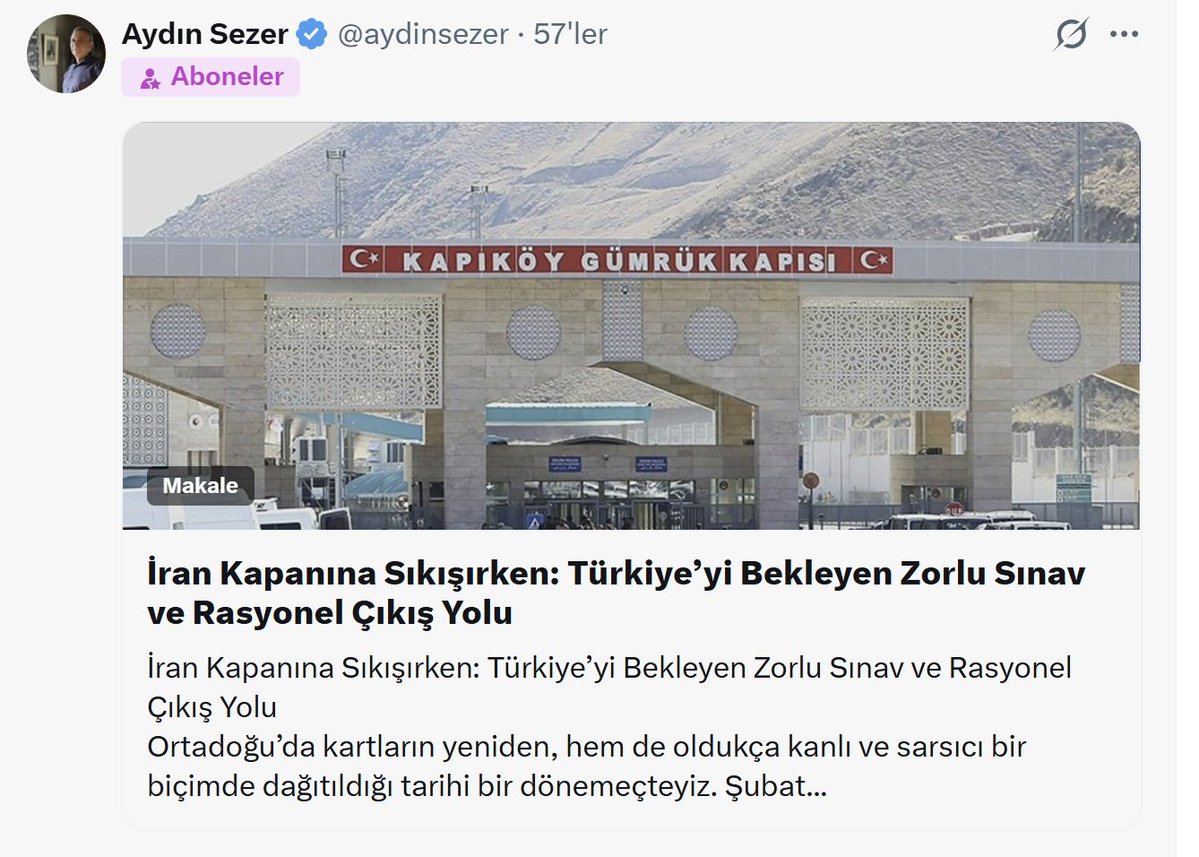 İran krizi, Türkiye için ideolojik saplantılarla, İhvancı veya mezhepsel reflekslerle ya da iç politika malzemesi yapılarak yönetilebilecek bir süreç değildir. Ankara bu krizi ya "yine bize patlayan bir kaos" olarak yaşayacak ya da devlet aklını devreye sokarak "stratejik yeniden