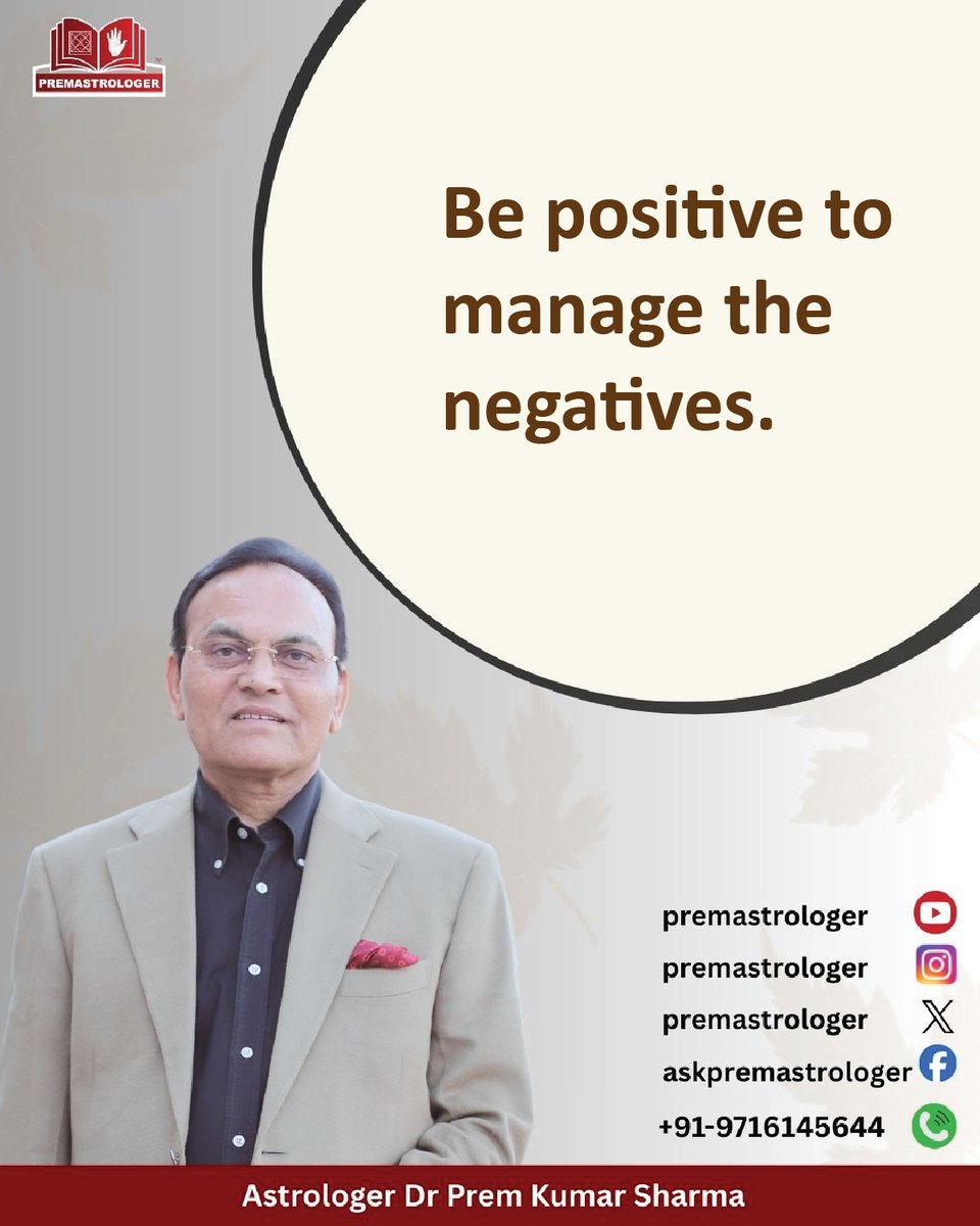 premastrologer's tweet image. "Be positive to manage the negatives".

#GoodmorningTwitter
#सुप्रभात
#Mondaymorninglive
#MondayVibes
#Mondaymotivations
#Mondaymorning
#MondayThoughts