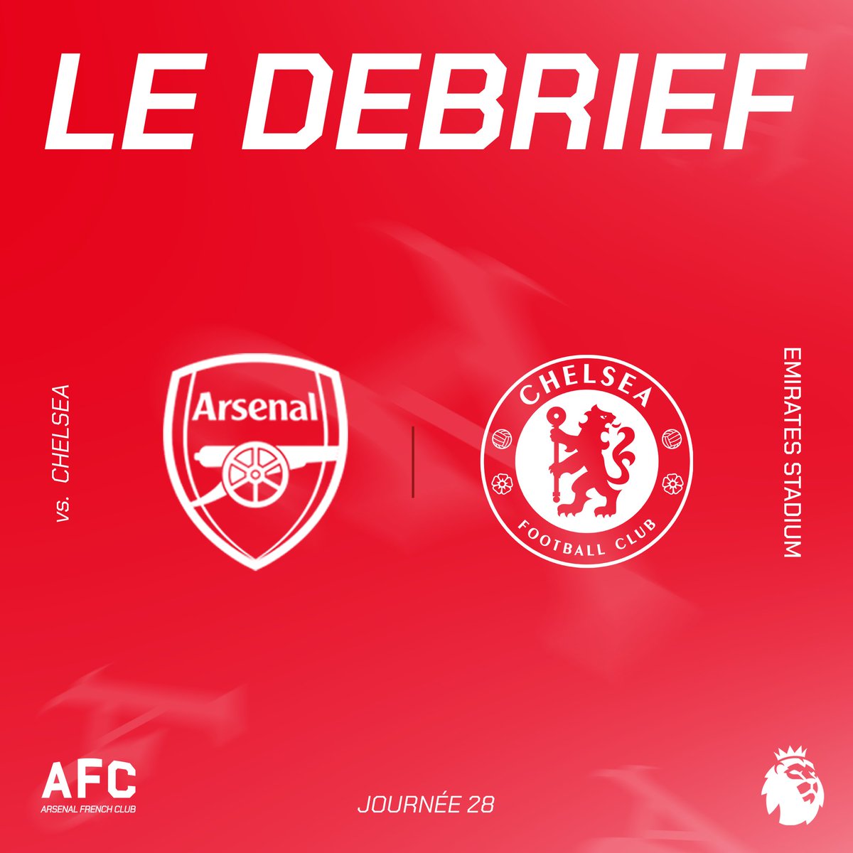Un scénario bien connu !

Quand on n'y arrive pas dans le jeu, on s'en remet souvent aux coups de pieds arrêtés ! C'est un plan de jeu qui fait encore ses preuves et qui permet aux Gunners de capitaliser les 3 points de la victoire 💪

Oui mais voilà, comme au match aller,