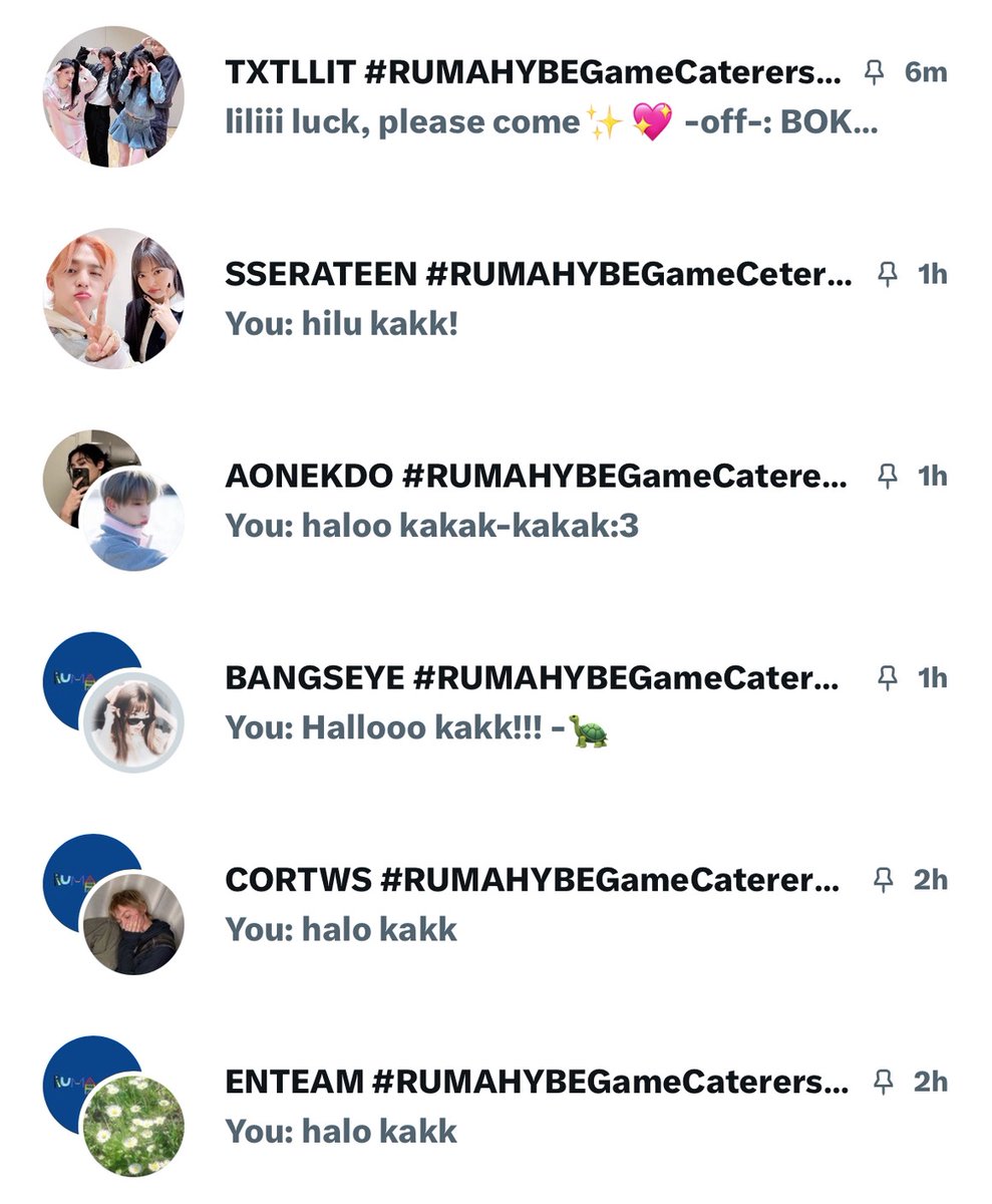 rumahybe's tweet photo. Ini adalah group DM untuk masing-masing team yang sudah dibagi dalam permainan RUMAHYBE Game Caterers S1. Silakan masuk sesuai team kalian dan mulai berkenalan serta berbaur dengan anggota group 🤝 https://t.co/trHX3A6sPH