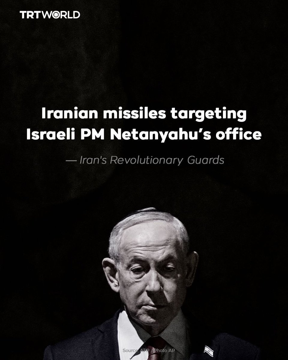 mdumar_farooq's tweet photo. Iranian Revolutionary Guard Corps said on March 2 that its missile strikes were aimed at the office of Benjamin Netanyahu and the headquarters of the Israeli air force commander:TRTWORLD https://t.co/dDVzWVvYI9