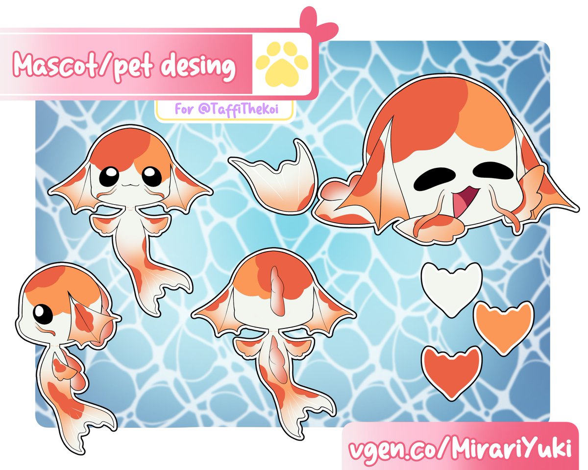 ╭┈┈┈┈ • ┈┈ ୨୧ ┈┈ • ┈┈┈┈╮ 
Vtuber Mascot design
commission for @/TaffiTheKoi (🦋)
╰┈┈┈┈ • ┈┈ ୨୧ ┈┈ • ┈┈┈┈╯ 

#VGen #VGenComm