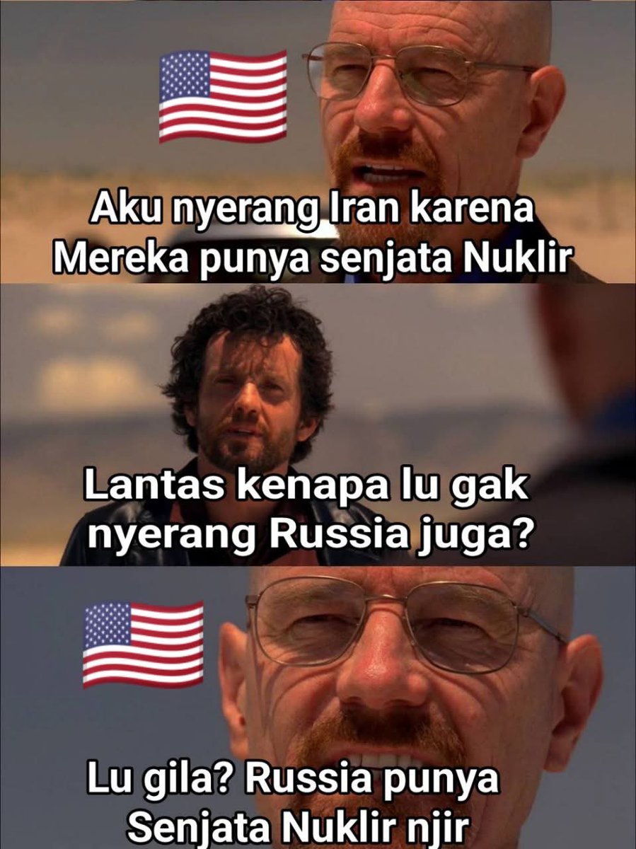sosmedkeras's tweet photo. Bener juga ya, padahal Russia lebih berbahaya karena punya banyak hulu ledak nuklir, kenapa ga nyerang Russia aja ketimbang Iran yang belum jelas mereka punya hulu ledak nuklir atau enggak🤨 https://t.co/me1oY9HRPt