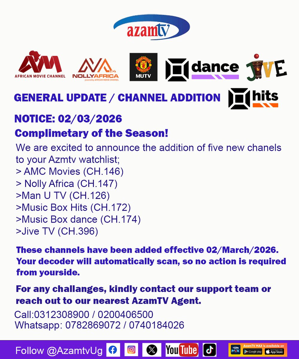 Azamtv_ug's tweet image. Good New! Good New! Good New!
We are #Azamtv We are #entertainment for #Everybody 
Keep it locked!