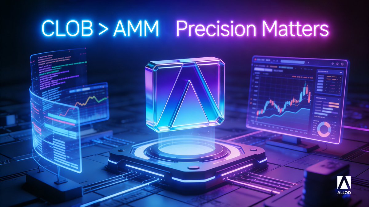 Allod_Official's tweet image. Not all DEXs are built the same.
Allod runs a fully on-chain CLOB 📊
with strict price-time priority.
❌ No impermanent loss
❌ No pricing curve distortion
❌ No passive slippage erosion
Built for professional trading — on-chain.

#Allod #OnChainTrading #CLOB #DeFi