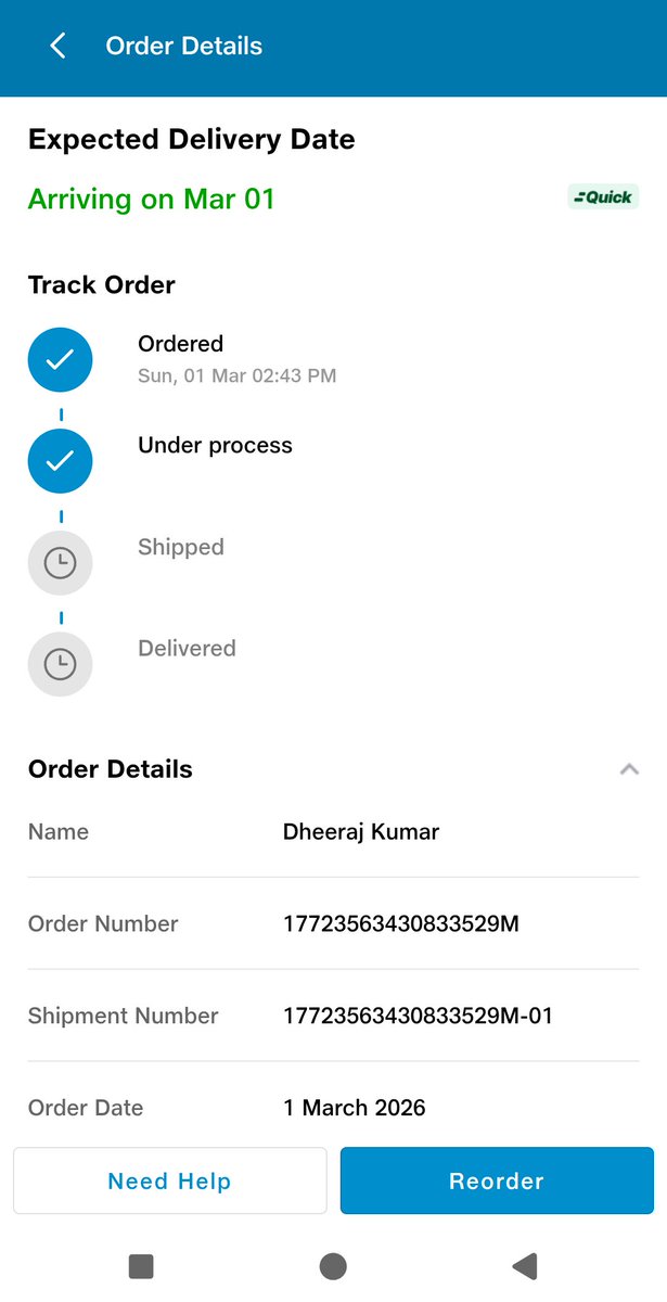 sam_dk_boss's tweet photo. @JioMart  @JioMart_Support  
@jagograhakjago 
@nch1915 

Ordered yesterday through Jiomart for quick delivery and it's more than 24 hour of ordering and more than 4-5 times call to customer care order yet not delivered. This is the Quick Delivery Service of @Jioma https://t.co/OiqfdwQHAL