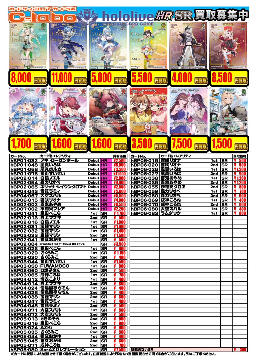 hololive OFFICIAL CARD GAME】買取情報 ホロカ担当です！ HR・SRの