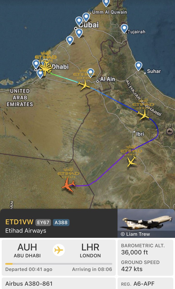 🛫 เริ่มเห็นสัญญาณบวก เที่ยวบินพาณิชย์ของ Etihad เริ่มบินออกจากอาบูดาบีได้แล้วนับตั้งแต่มีการโจมตีเมื่อ 2 วันก่อน

✅ ไฟล์ทแรก EY67 ไปลอนดอน ตามมาด้วยอัมเตอร์ดัม ปารีส มอสโคว มุมไบ การาจี กำลังตามๆกันมา มีการปรับเส้นทางบินไปใช้น่านฟ้าโอมานและซาอุฯ